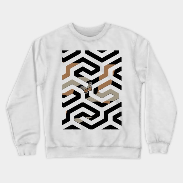 Abstract Black and White Simple Pattern geometry Crewneck Sweatshirt by Promoseven369